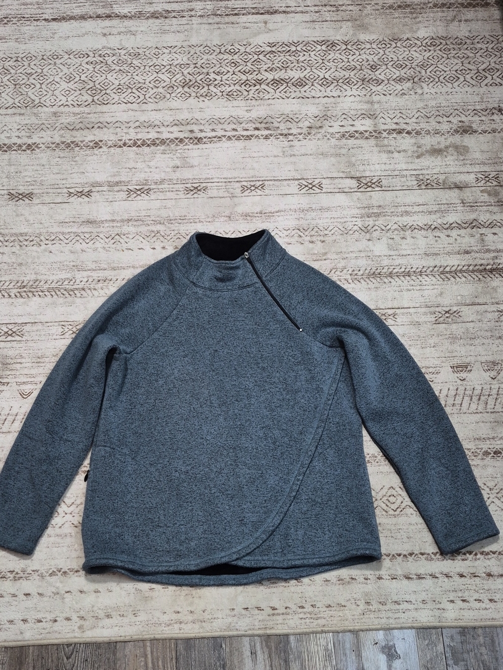 Aventura Heather Gray Asymmetrical Zip Turtleneck Sweater